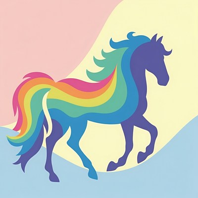 Rainbow Mane Horse Illustration