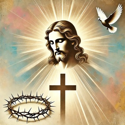 Jesus Christ with Dove and Crown of Thorns