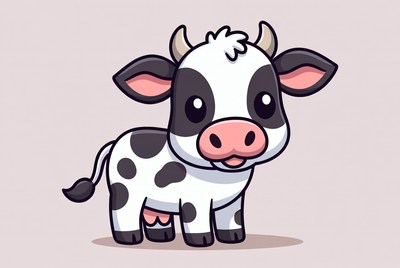 Cute cartoon baby cow