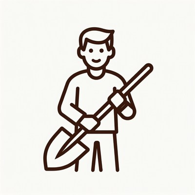 Man holding shovel illustration