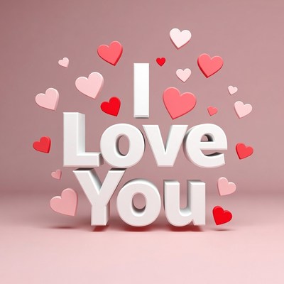 I Love You with Floating Hearts