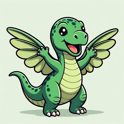 Cute winged baby dinosaur illustration