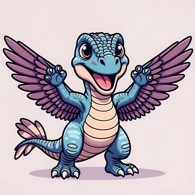 Cute blue winged baby dinosaur