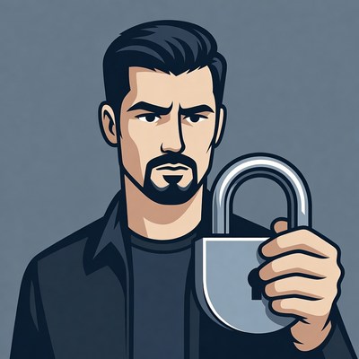 Man holding large padlock