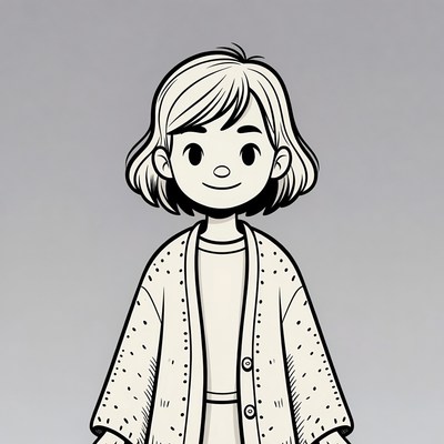Girl in cardigan illustration