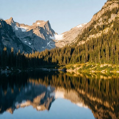 Mountain Lake with Perfect Reflection