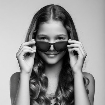 Girl holding black sunglasses