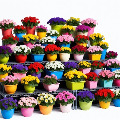 Colorful Potted Flowers Display