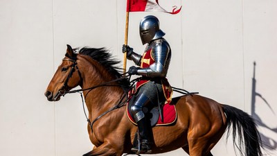 Knight in Armor Riding Horse