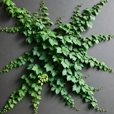 Green Ivy Vines on Gray Wall