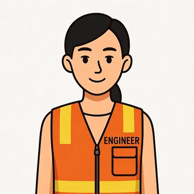 Asian woman engineer in safety vest