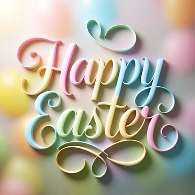 Happy Easter Colorful Balloons