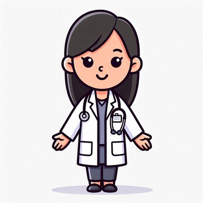 Cute Asian female doctor illustration