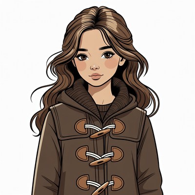 Girl in brown hooded coat