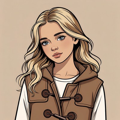 Blonde girl in brown hoodie vest