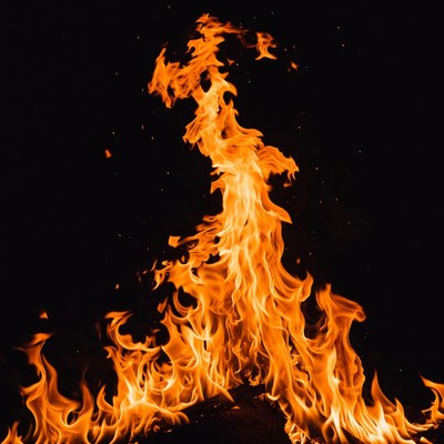 Fiery Flames on Black Background