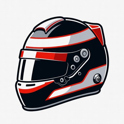 Black Red Racing Helmet Illustration
