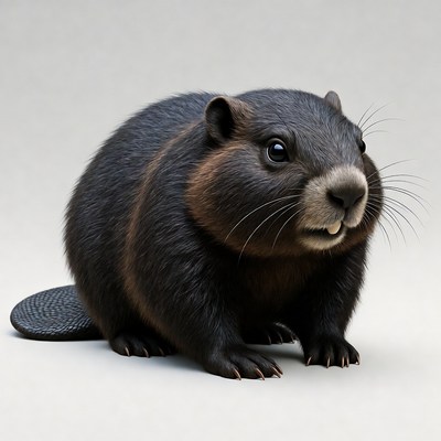 Cute beaver on white background