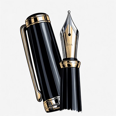 Black fountain pen illustration