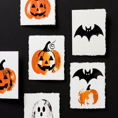 Halloween Jack-o-Lanterns Bats Ghost Cards