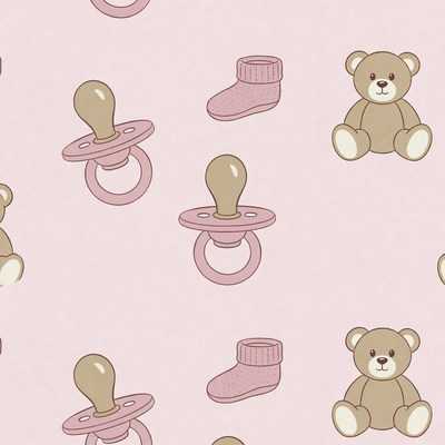 Pink Baby Pacifiers Teddy Bears Booties