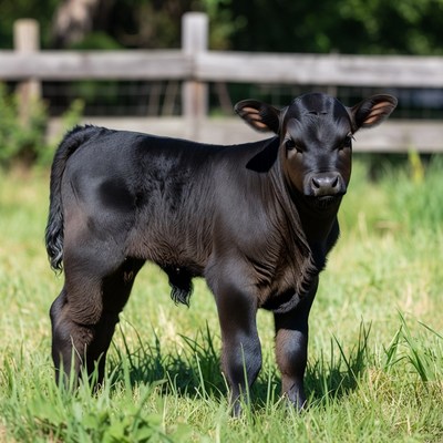 Black Calf Standing in Grass