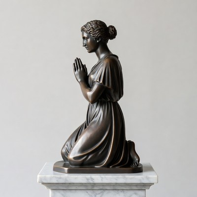 Bronze Statue of Kneeling Praying Woman
