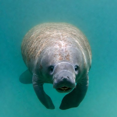 Manatee swimming underwater