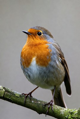 European Robin Perched on Branch