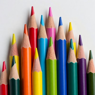 Colorful Pencils Arranged in Fan Shape
