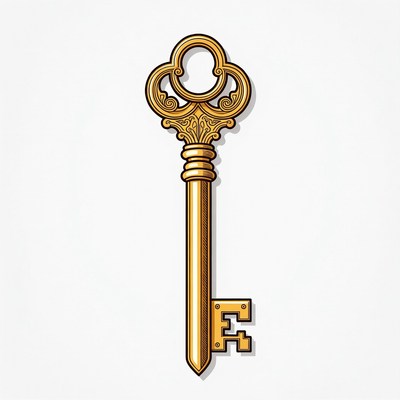 Golden ornate key illustration