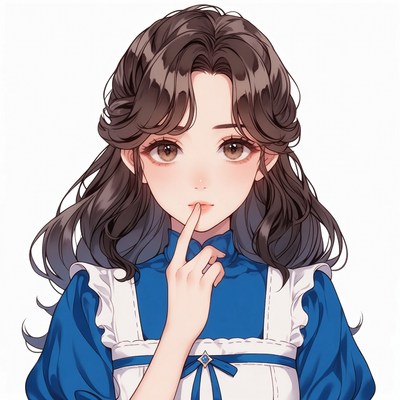 Anime girl finger on lips