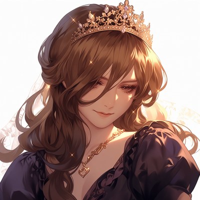 Anime girl wearing golden crown