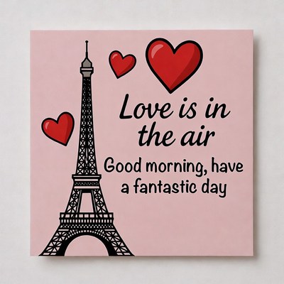 Eiffel Tower Love is in the Air Illustration