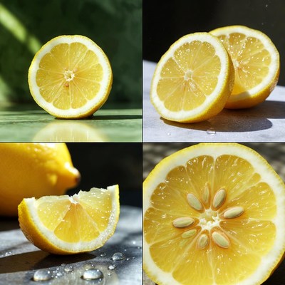 Sliced Fresh Lemons Collage