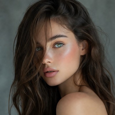 Beautiful woman with green eyes