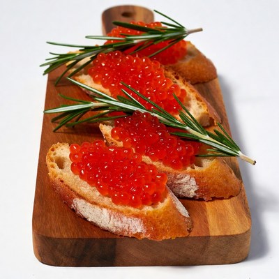 Caviar on Toasted Bread with Rosemary