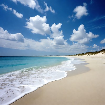 Sandy Beach with Turquoise Waves