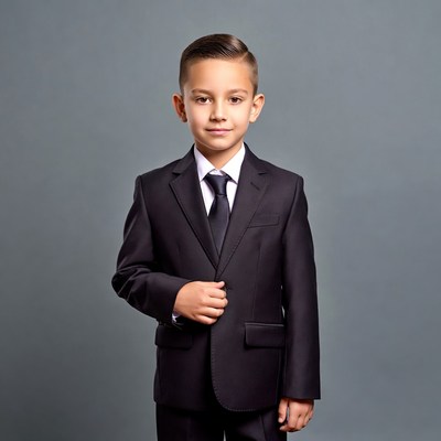 Boy in black suit and tie