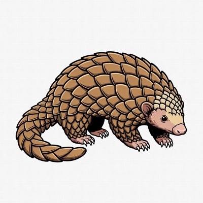 Cartoon pangolin standing on white background