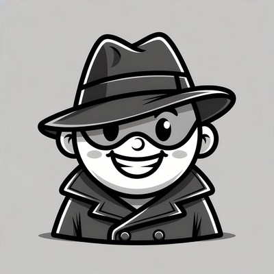 Cartoon Spy Man in Trench Coat