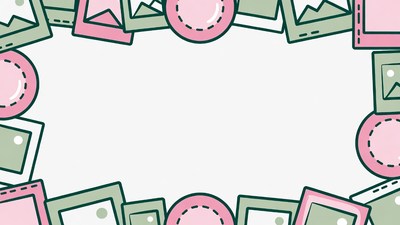 Pink Green Photo Frames Border Illustration