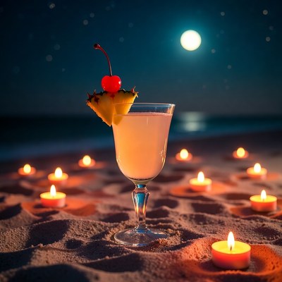 Mai Tai Cocktail with Pineapple on Beach