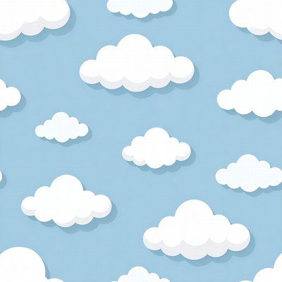 Cartoon White Clouds on Blue Sky