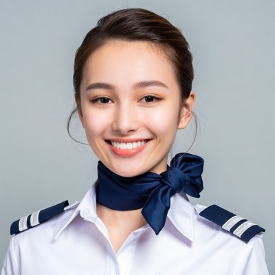 Asian flight attendant smiling