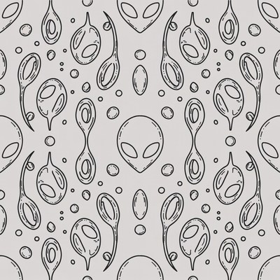 Alien Head Seamless Pattern