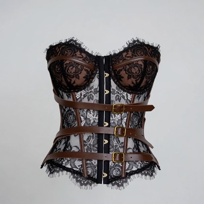 Black Lace Leather Corset