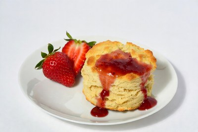 Strawberry Jam Biscuit on Plate