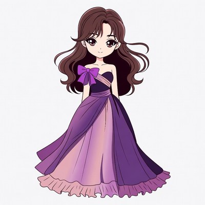 Anime girl in purple gown