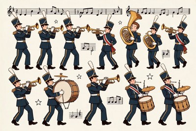 Marching Band Musicians Illustration